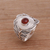 Carnelian cocktail ring, 'Bali Blessings' - Handcrafted Carnelian and Sterling Silver Leaf Cocktail Ring (image 2) thumbail