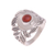 Carnelian cocktail ring, 'Bali Blessings' - Handcrafted Carnelian and Sterling Silver Leaf Cocktail Ring thumbail