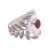 Carnelian cocktail ring, 'Bali Blessings' - Handcrafted Carnelian and Sterling Silver Leaf Cocktail Ring (image 2g) thumbail