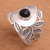 Onyx cocktail ring, 'Leaf Caress' - Leaf Motif Onyx Cocktail Ring from Bali (image 2c) thumbail