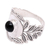 Onyx cocktail ring, 'Leaf Caress' - Leaf Motif Onyx Cocktail Ring from Bali (image 2e) thumbail