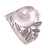 Cultured pearl cocktail ring, 'Leaf Caress' - Leaf Motif Cultured Pearl Cocktail Ring from Bali thumbail