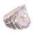 Cultured pearl cocktail ring, 'Leaf Caress' - Leaf Motif Cultured Pearl Cocktail Ring from Bali (image 2e) thumbail