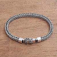 Sterling silver chain bracelet, Naga Flower
