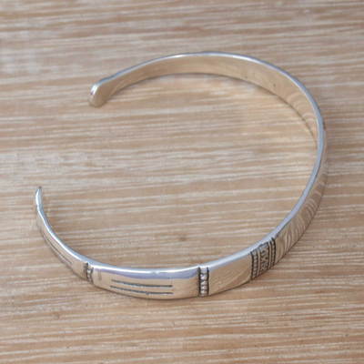 Sterling silver cuff bracelet, 'Honorable Gleam' - Artisan Crafted Sterling Silver Cuff Bracelet from Bali