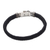 Leather braided wristband bracelet, 'Serene Weave in Black' - Black Leather Wristband Bracelet Crafted in Bali