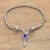 Amethyst charm bracelet, 'Beauty Unlocked' - Handcrafted Amethyst and Sterling Silver Key Charm Bracelet thumbail