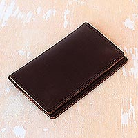 Leather passport wallet, 'Journey Mate in Dark Brown' - Dark Brown Leather Snap Closure Bi-Fold Passport Wallet