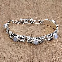 Pulsera de eslabones de piedra lunar arcoíris, 'Moonlight Mystery' - Pulsera de eslabones de piedra lunar arcoíris y plata de ley