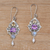 Multi-gemstone dangle earrings, 'Intricate Beauty' - Multi-Gemstone and Ornate Sterling Silver Dangle Earrings (image 2b) thumbail