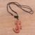 Wood pendant necklace, 'Crawling Lizard' - Sawo Wood Lizard Pendant Necklace from Bali