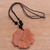 Halskette mit Holzanhänger - Hellbraune Holz-Hibiskusblüten-Halskette aus Bali