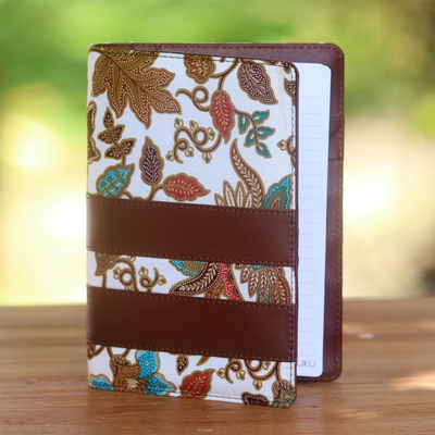 Batik cotton and faux leather planner, Noteworthy