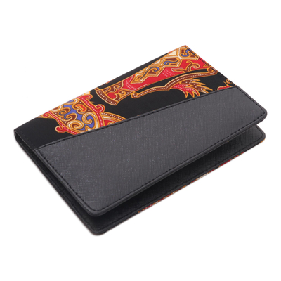Reisepasshülle aus Batik-Baumwolle und Kunstleder - Schwarzes Reisepassetui aus Kunstleder mit Baumwoll-Batikmuster