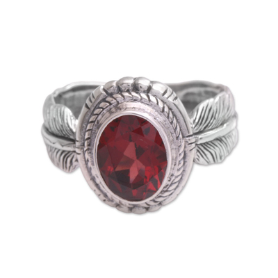 Garnet Feather Cocktail Ring from Indonesia