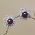 Carnelian button earrings, 'Red Jepun' - Floral Carnelian Button Earrings from Bali thumbail