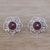 Carnelian button earrings, 'Red Jepun' - Floral Carnelian Button Earrings from Bali (image 2b) thumbail