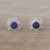Amethyst button earrings, 'Purple Jepun' - Floral Amethyst Button Earrings from Bali thumbail