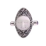 Amethyst cocktail ring, 'Tranquil' - Amethyst and Bone Cocktail Ring Crafted in Bali