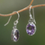 Amethyst dangle earrings, 'Lavender Pools' - Sterling Silver Faceted Oval Amethyst Dangle Earrings (image 2b) thumbail
