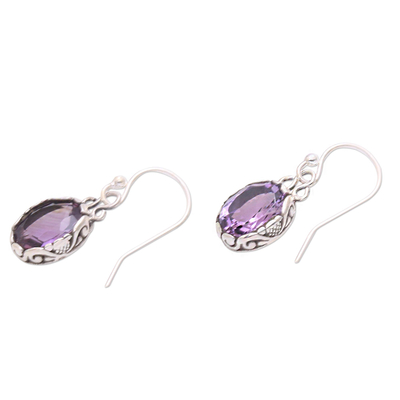 Amethyst dangle earrings, 'Lavender Pools' - Sterling Silver Faceted Oval Amethyst Dangle Earrings