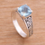 Blue topaz solitaire ring, 'Sparkling Heavens' - Blue Topaz and Sterling Silver Swirl Motif Solitaire Ring (image 2) thumbail