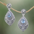Blue topaz dangle earrings, 'Tari Lotus' - Floral Blue Topaz Dangle Earrings from Bali (image 2) thumbail