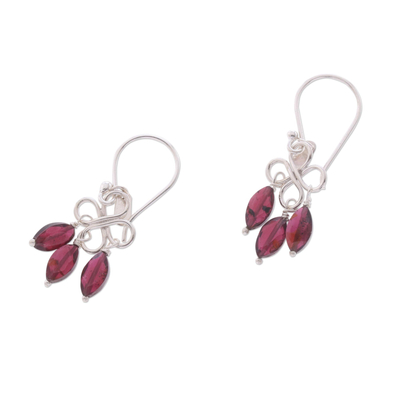 Garnet dangle earrings, 'Beautiful Inspiration' - Three-Carat Garnet Dangle Earrings Crafted in Bali