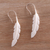 Bone drop earrings, 'Jalak Feather' - Feather-Shaped Bone Drop Earrings from Bali (image 2b) thumbail