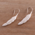 Bone drop earrings, 'Jalak Feather' - Feather-Shaped Bone Drop Earrings from Bali (image 2c) thumbail