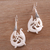 Bone dangle earrings, 'Temple Frills' - Bone and Sterling Silver Dangle Earrings from Bali