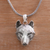 Sterling silver pendant necklace, 'Wolf' - Handcrafted Sterling Silver Wolf Head Pendant Necklace (image 2) thumbail