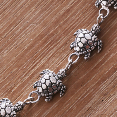 Gliederarmband aus Sterlingsilber "Turtle Promenade" - Handgefertigtes Schildkröten Armband aus Sterlingsilber aus Bali