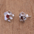 Garnet stud earrings, 'Jepun Soul' - Floral Garnet Stud Earrings Crafted in Bali
