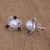 Cultured pearl and garnet stud earrings, 'Sparks Fly' - Cultured Pearl and Garnet Stud Earrings from Bali