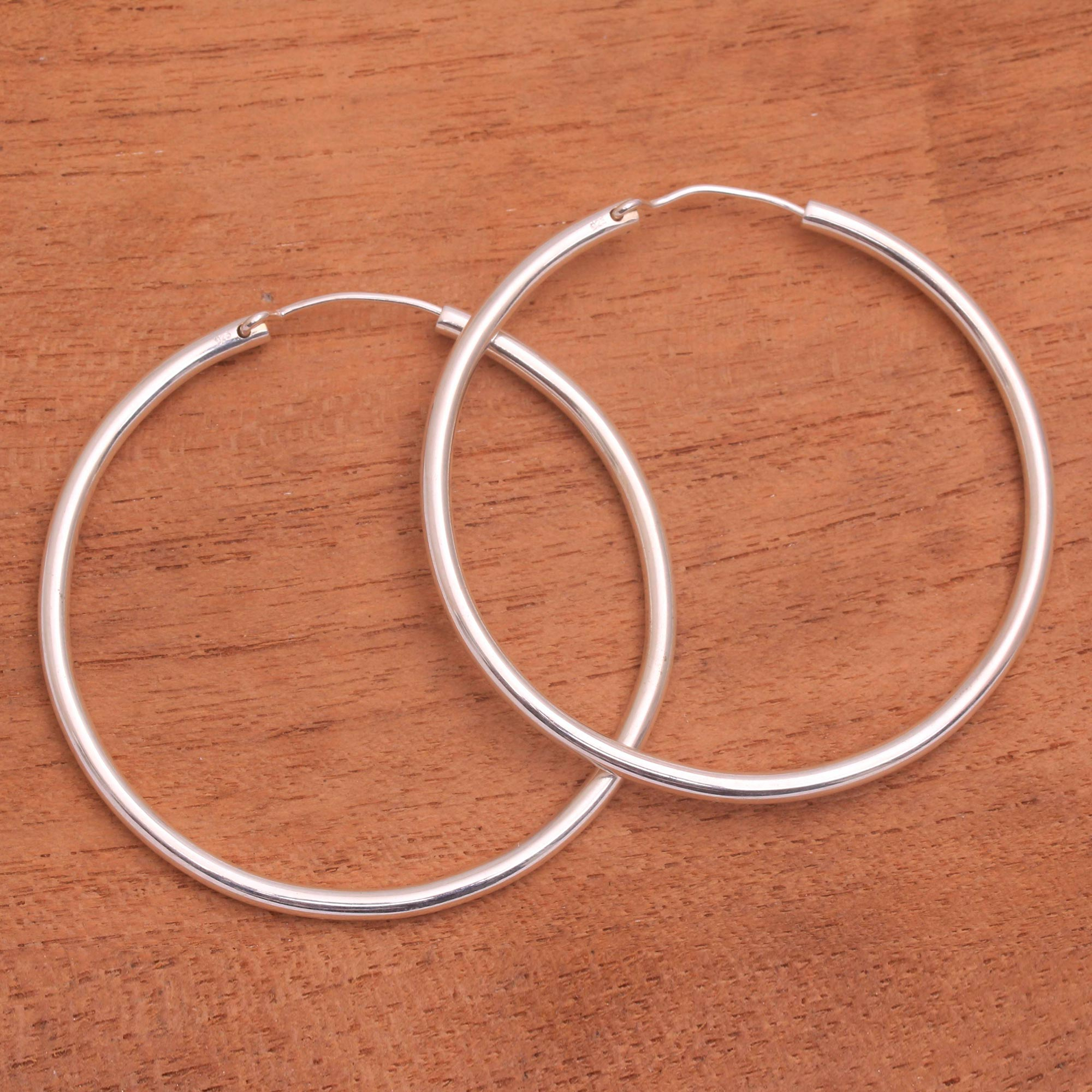 Simple Sterling Silver Hoop Earrings from Bali - Simple Thought