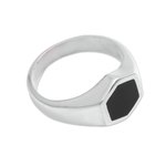 Sterling silver signet ring, 'Simple Hex' - Hexagon Sterling Silver Signet Ring Crafted in Bali