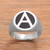 Sterling silver signet ring, 'Dark A' - 'A' Motif Sterling Silver Signet Ring Crafted in Bali (image 2) thumbail
