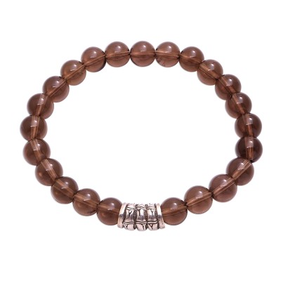 Smoky Quartz Beaded Stretch Bracelet from Bali