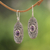 Amethyst dangle earrings, 'My Protector in Purple' - Amethyst and Sterling Silver Dangle Earrings from Bali thumbail