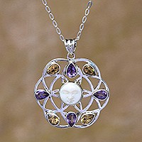 Amethyst and citrine pendant necklace,