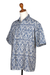 Men's batik cotton shirt, 'Jepara Sky' - Men's Blue and Cream Batik Print Cotton Shirt from Bali (image 2f) thumbail