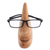 Wood eyeglasses holder, 'Nosing Around' - Whimsical Brown Hand Carved Wood Face Eyeglasses Holder thumbail