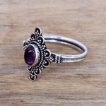 Amethyst cocktail ring, 'Daydream Temple' - Handcrafted Amethyst Cocktail Ring from Bali