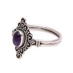 Amethyst cocktail ring, 'Daydream Temple' - Handcrafted Amethyst Cocktail Ring from Bali