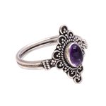 Amethyst cocktail ring, 'Daydream Temple' - Handcrafted Amethyst Cocktail Ring from Bali
