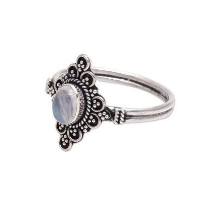 Moonstone cocktail ring, 'Daydream Temple' - Handcrafted Moonstone Cocktail Ring from Bali