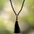 Gold accented onyx and wood beaded mala necklace, 'Batuan Harmony' - 18k Gold Accented Onyx Beaded Mala Necklace from Bali (image 2b) thumbail