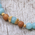 Gold accented amazonite beaded stretch bracelet, 'Batuan Tune' - Gold Accented Amazonite Beaded Stretch Bracelet from Bali