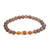 Gold accent smoky quartz beaded stretch bracelet, 'Batuan Tune' - Smoky Quartz Beaded Stretch Bracelet with Wood Accents (image 2d) thumbail